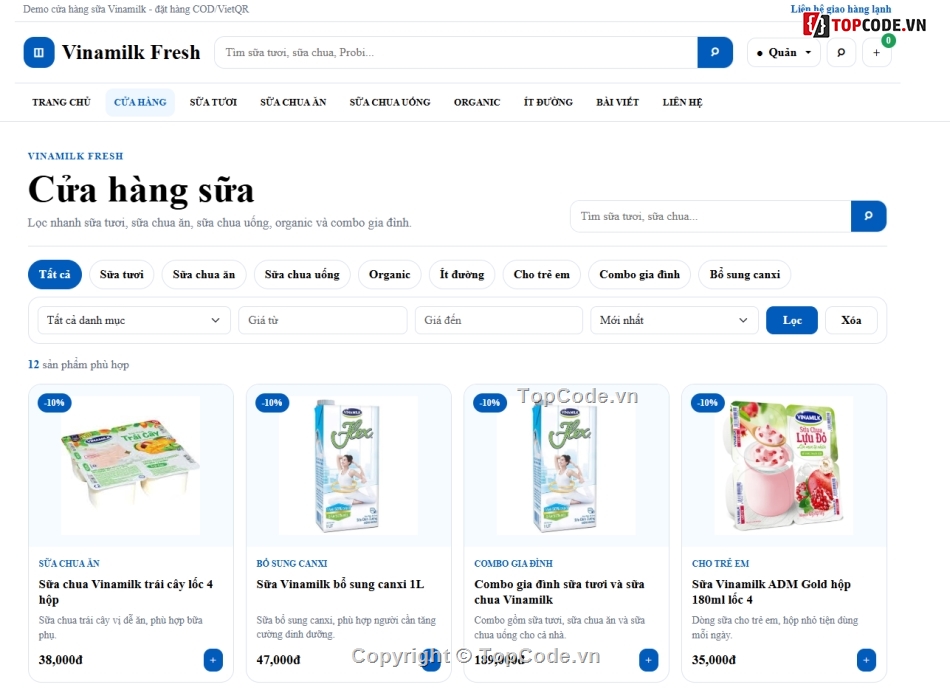 web bán sữa,bán website,bán web